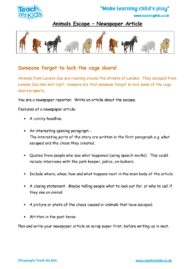 Worksheets for kids - animals-escape-newspaper-article